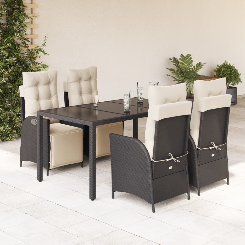 Set mobilier de grădină cu perne, 5 piese, negru, poliratan GartenMobel Dekor