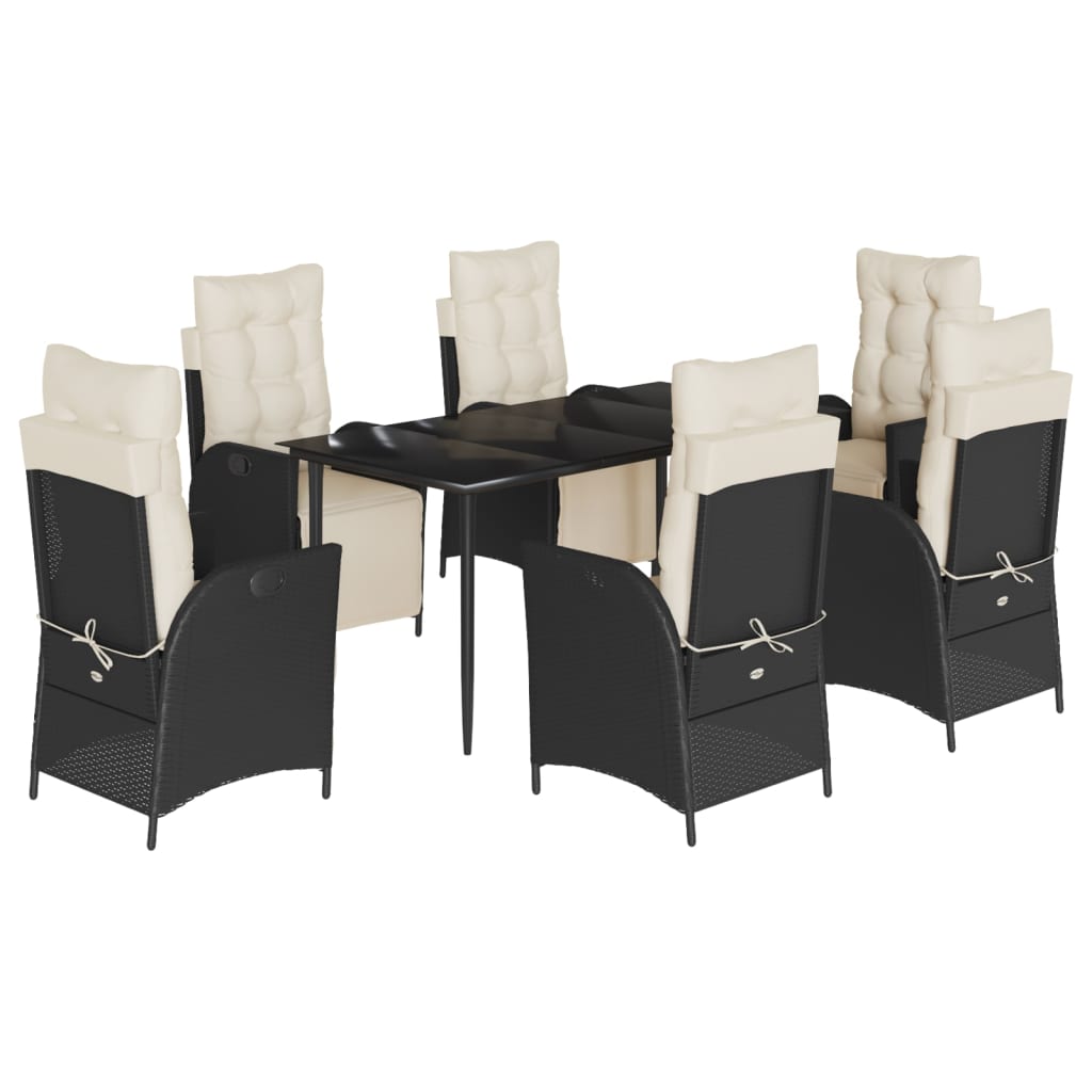 Set mobilier de grădină cu perne, 7 piese, negru, poliratan GartenMobel Dekor
