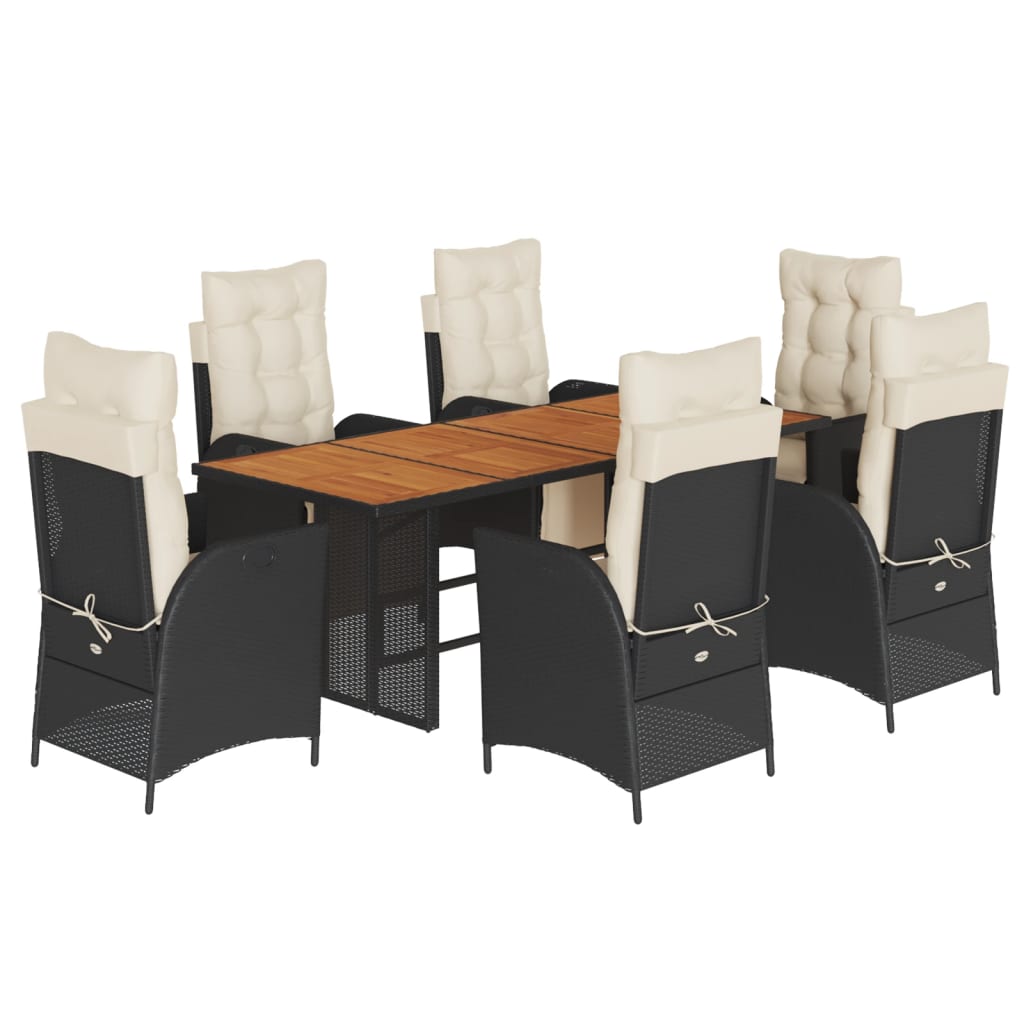Set mobilier de grădină cu perne, 7 piese, negru, poliratan GartenMobel Dekor