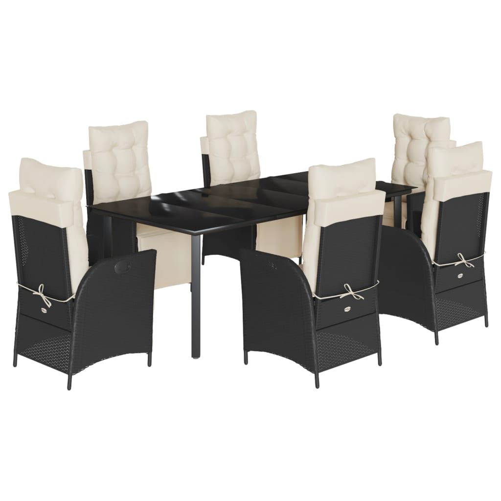 Set mobilier de grădină cu perne, 7 piese, negru, poliratan GartenMobel Dekor