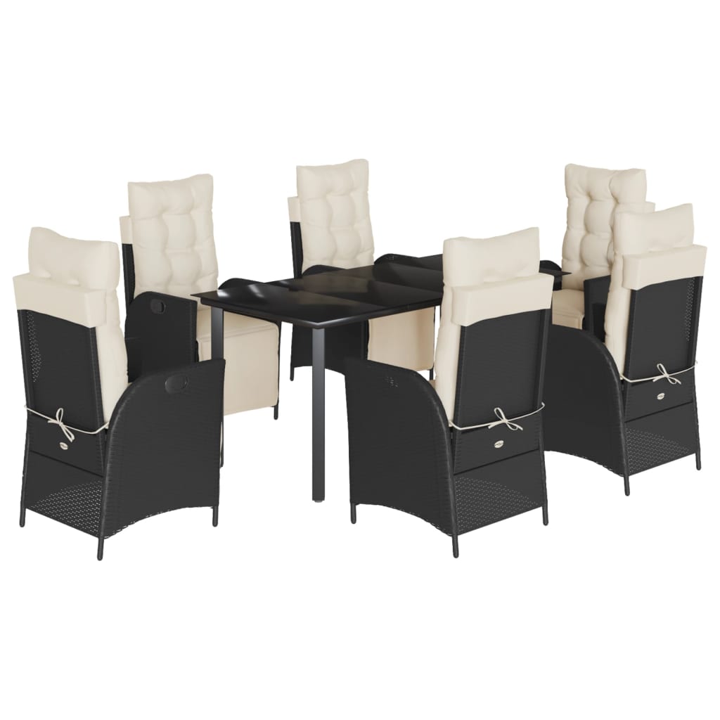 Set mobilier de grădină cu perne, 7 piese, negru, poliratan GartenMobel Dekor
