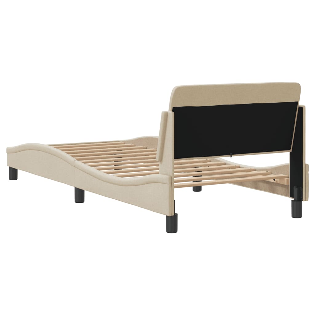 Cadru de pat cu tăblie fără saltea, crem, 90x200 cm, textil GartenMobel Dekor