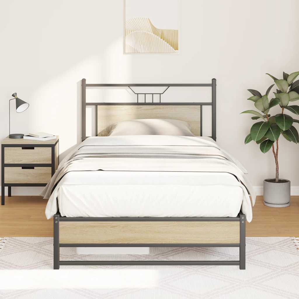 Cadru pat fără saltea, stejar sonoma 100x190 cm lemn prelucrat GartenMobel Dekor