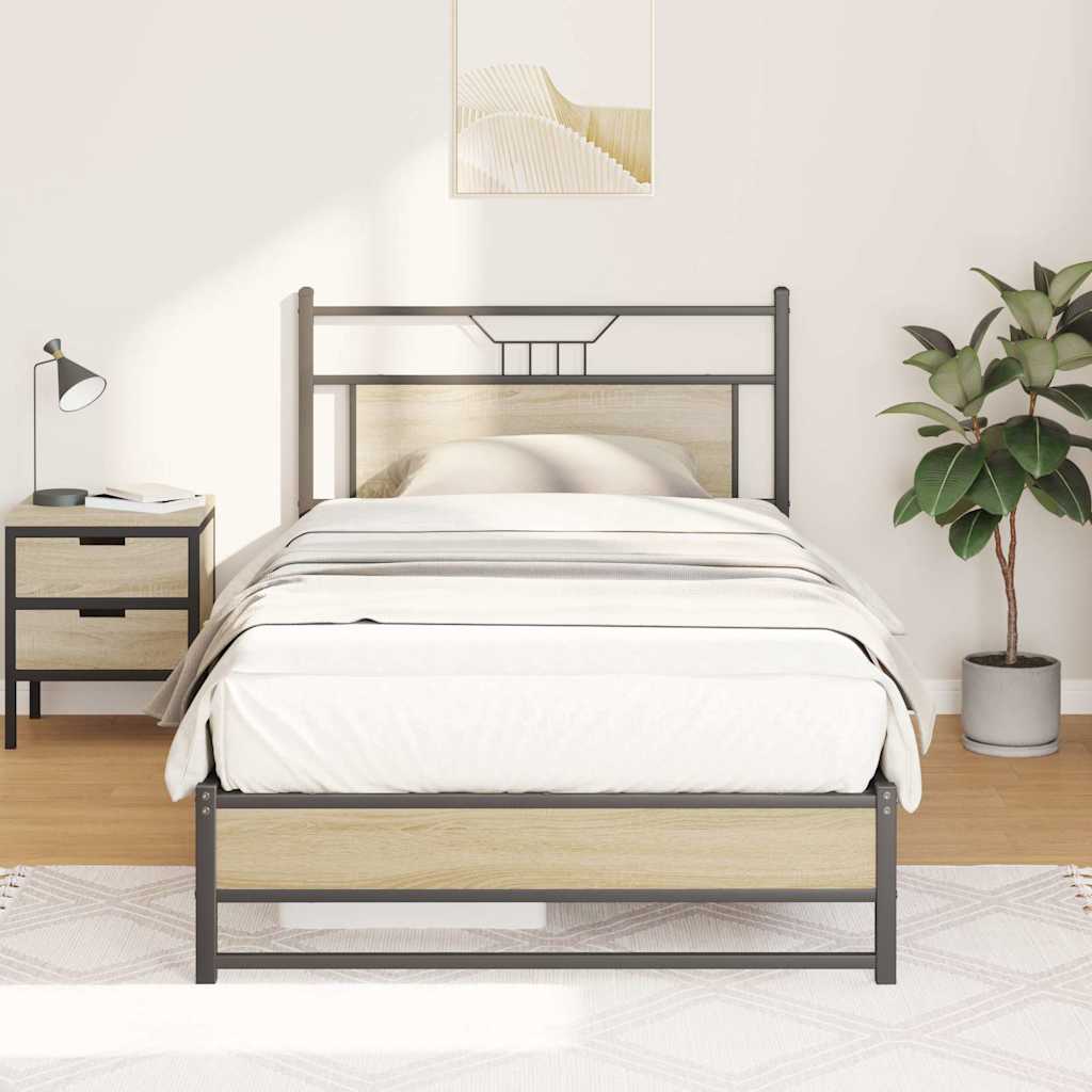 Cadru pat fără saltea stejar sonoma 100x200 cm lemn prelucrat GartenMobel Dekor