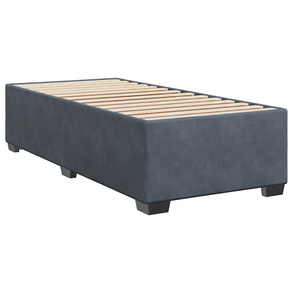 Pat box spring cu saltea, gri închis, 80x200 cm, catifea GartenMobel Dekor