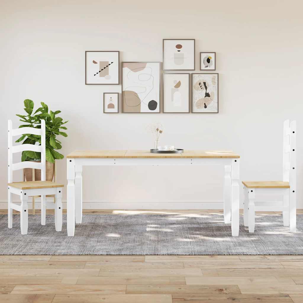 Set de sufragerie din 3 piese Panama din lemn masiv de pin alb GartenMobel Dekor