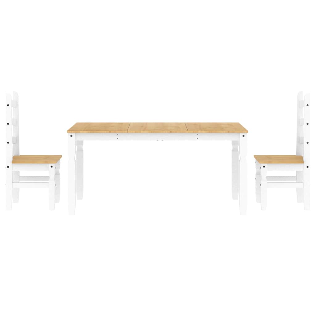 Set de sufragerie din 3 piese Panama din lemn masiv de pin alb GartenMobel Dekor