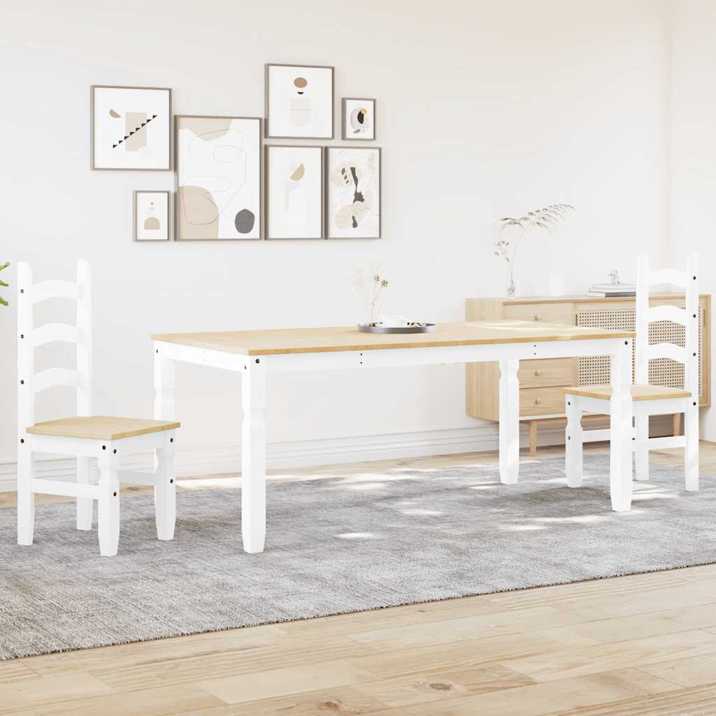 Set de sufragerie din 3 piese Panama din lemn masiv de pin alb GartenMobel Dekor