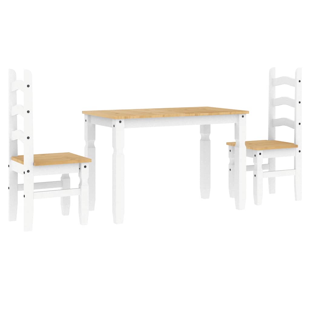 Set de sufragerie din 3 piese Panama din lemn masiv de pin alb GartenMobel Dekor