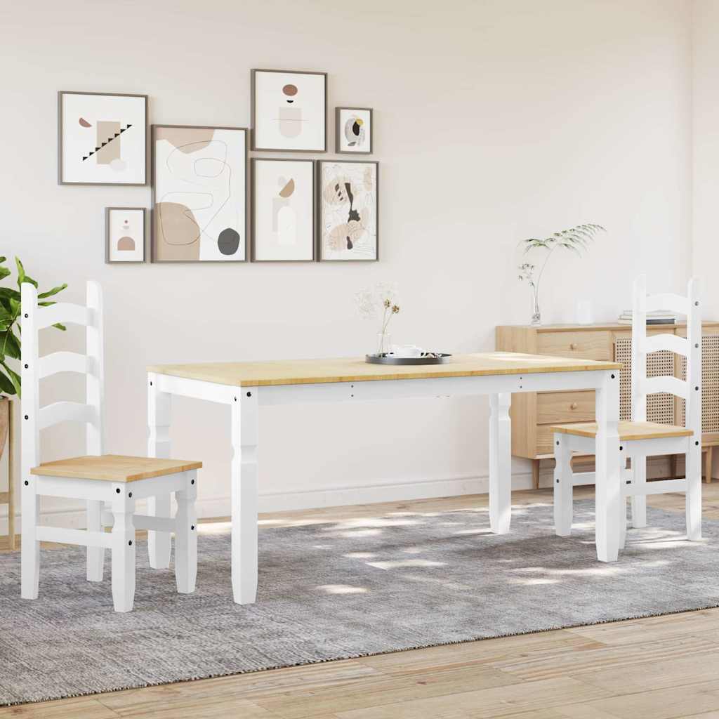 Set de sufragerie din 3 piese Panama din lemn masiv de pin alb GartenMobel Dekor