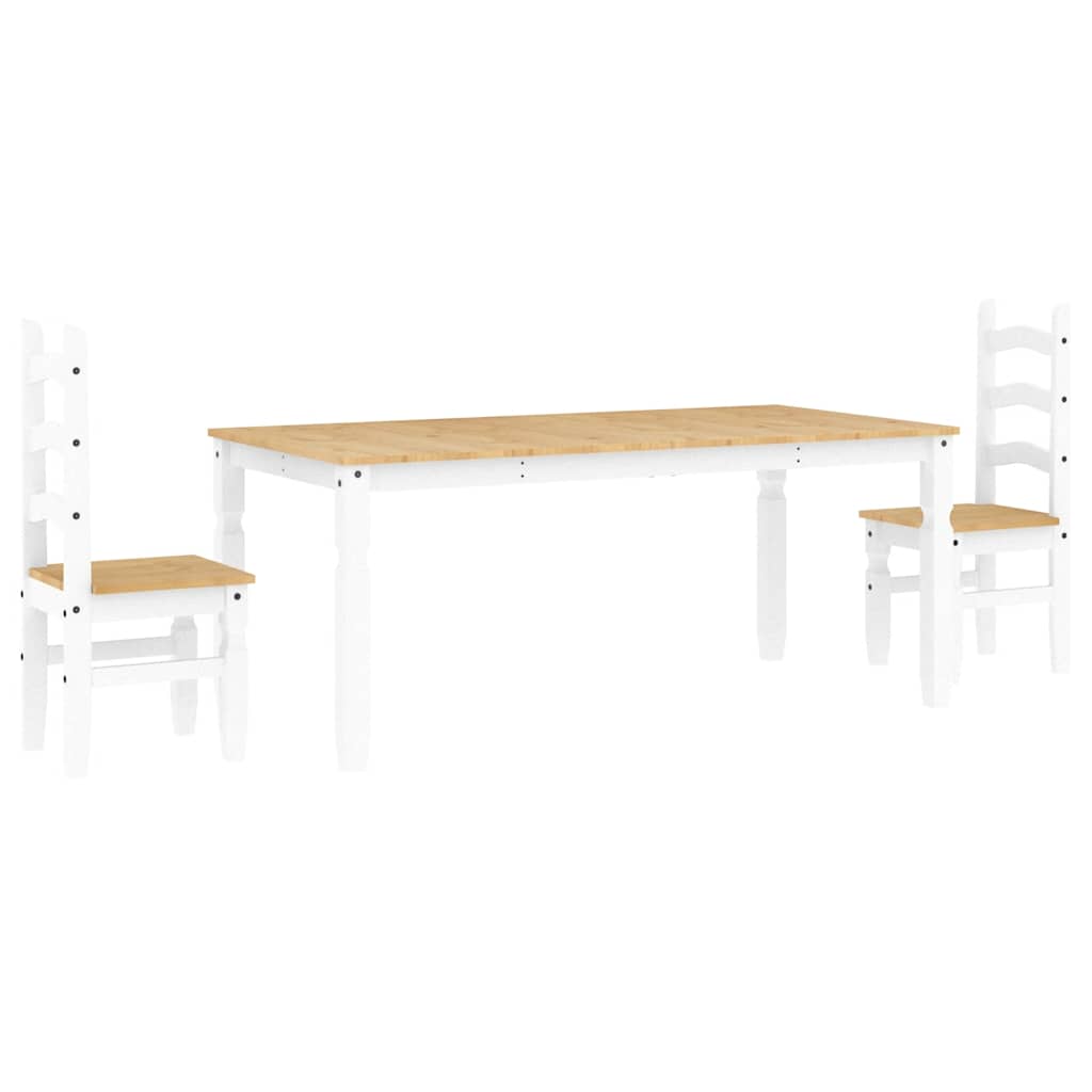 Set de sufragerie din 3 piese Panama din lemn masiv de pin alb GartenMobel Dekor