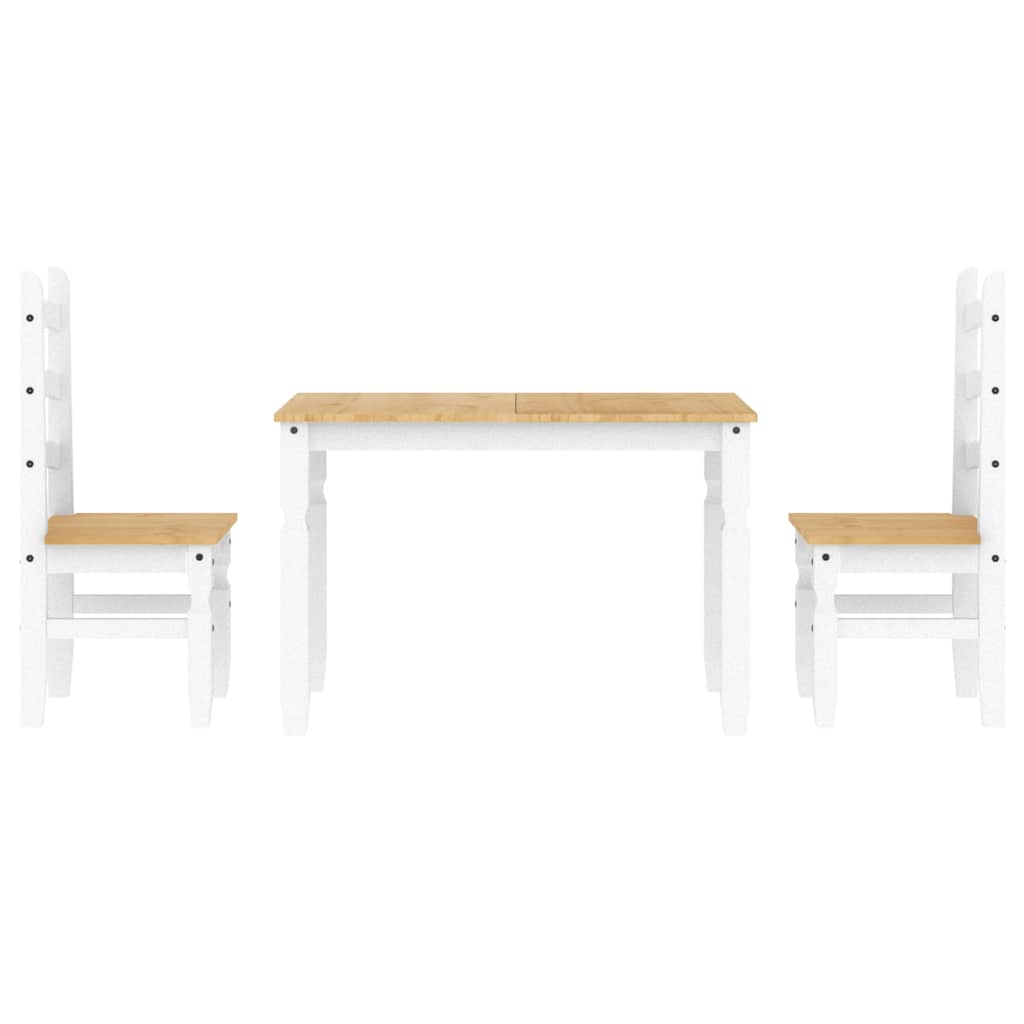 Set de sufragerie din 3 piese Panama din lemn masiv de pin alb GartenMobel Dekor