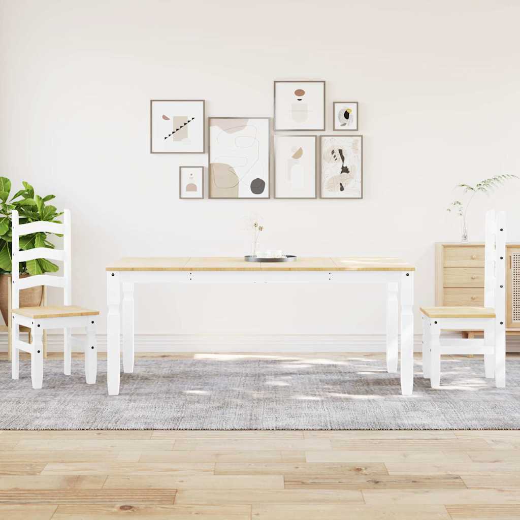 Set de sufragerie din 3 piese Panama din lemn masiv de pin alb GartenMobel Dekor