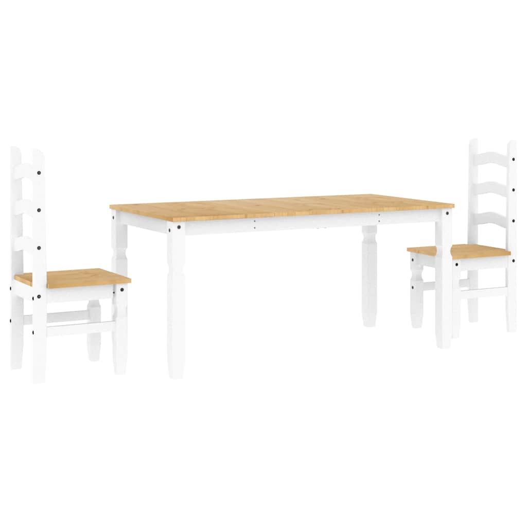 Set de sufragerie din 3 piese Panama din lemn masiv de pin alb GartenMobel Dekor