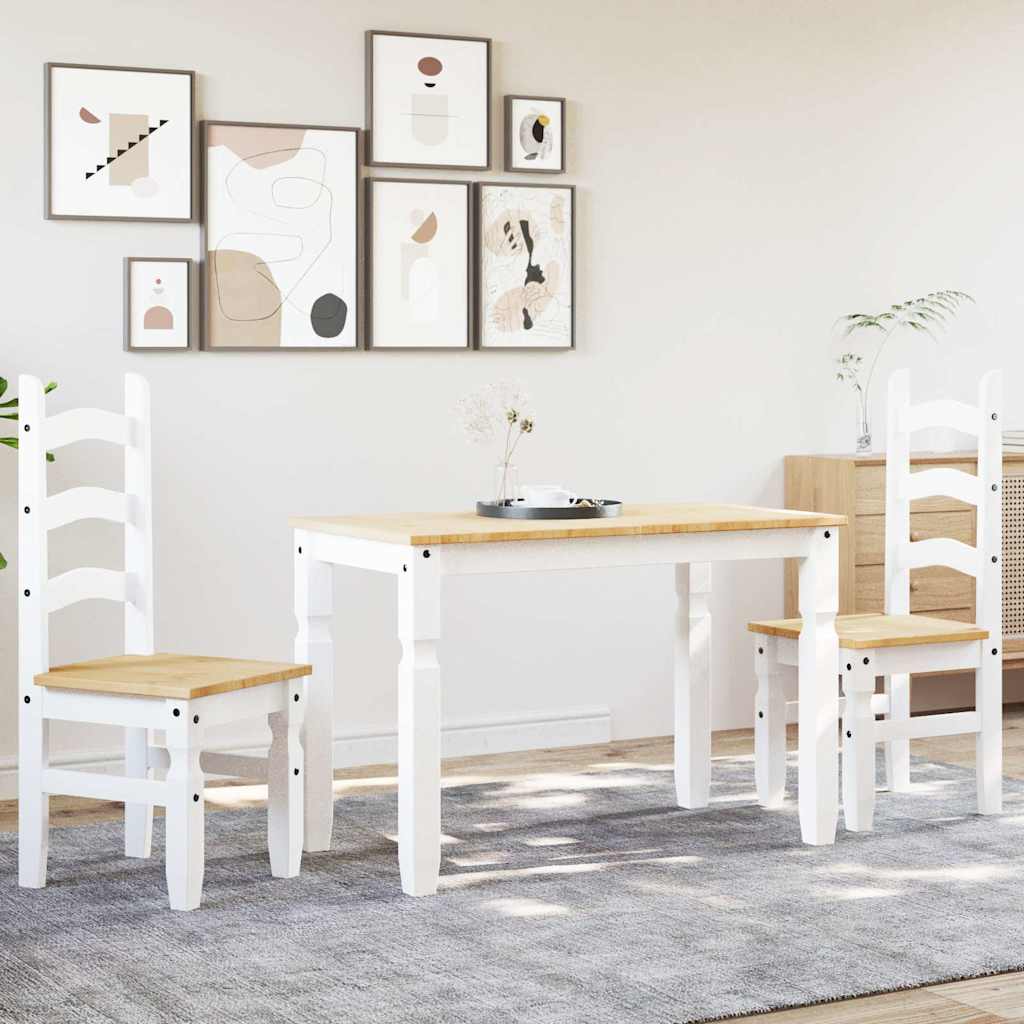 Set de sufragerie din 3 piese Panama din lemn masiv de pin alb GartenMobel Dekor