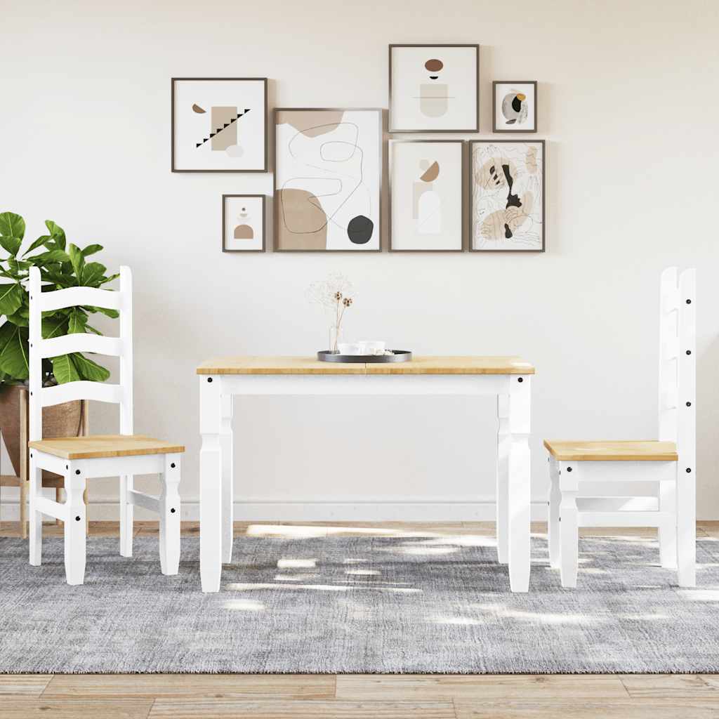 Set de sufragerie din 3 piese Panama din lemn masiv de pin alb GartenMobel Dekor