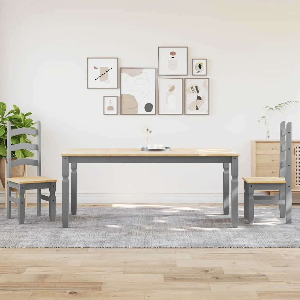 Set de sufragerie din 3 piese Panama din lemn masiv de pin gri GartenMobel Dekor