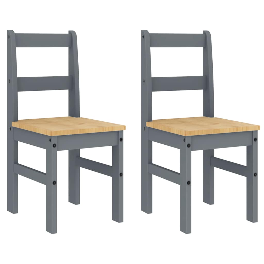 Set de sufragerie din 4 piese Panama din lemn masiv de pin gri GartenMobel Dekor