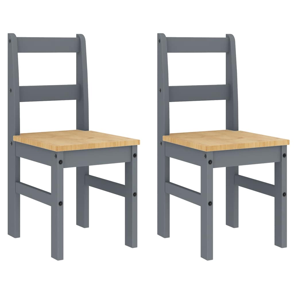 Set de sufragerie din 4 piese Panama din lemn masiv de pin gri GartenMobel Dekor
