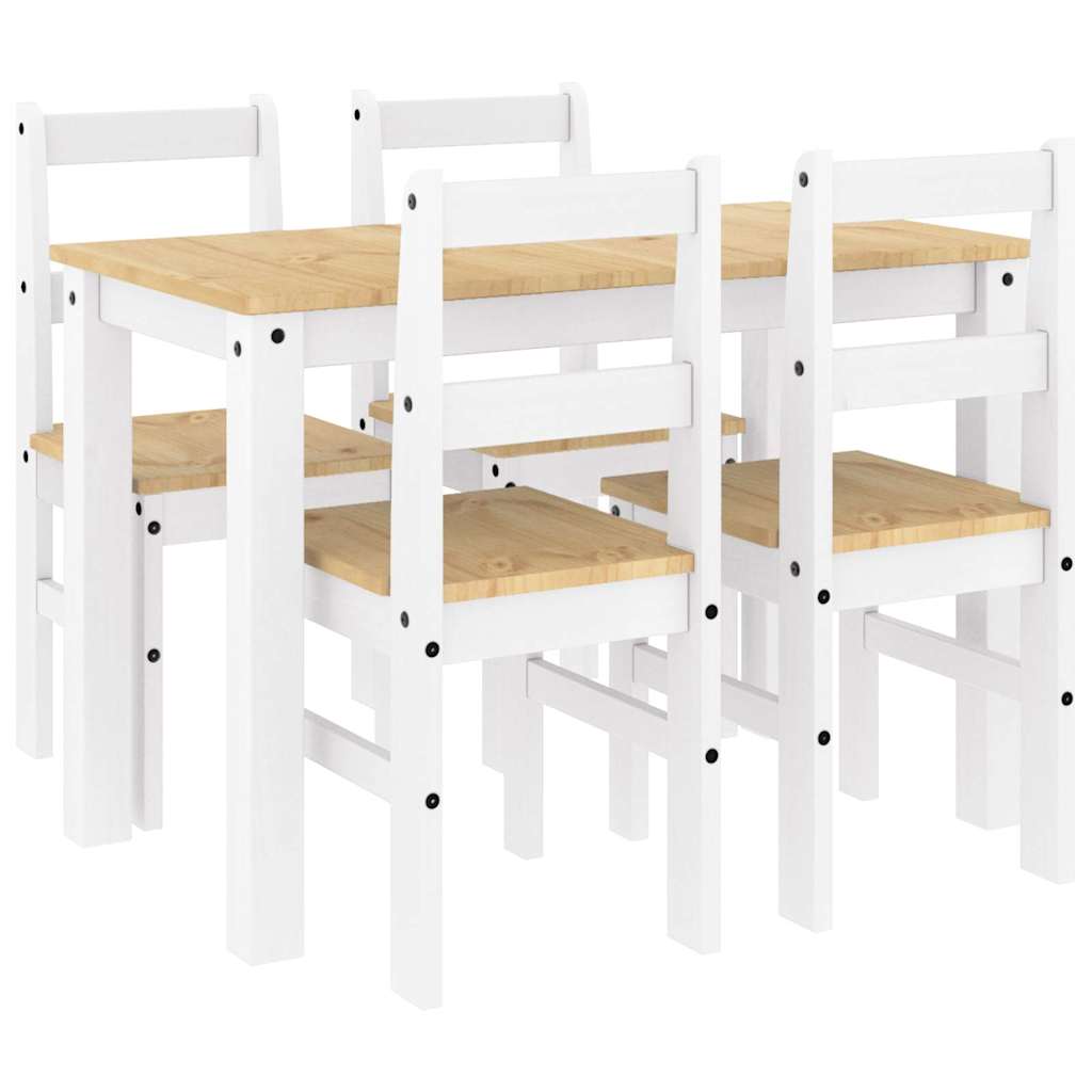 Set de sufragerie din 5 piese Panama din lemn masiv de pin alb GartenMobel Dekor