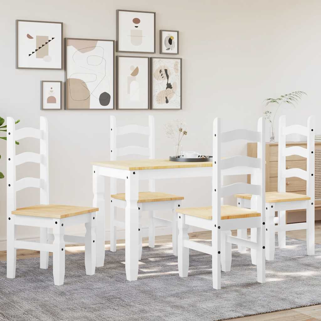Set de sufragerie din 5 piese Panama din lemn masiv de pin alb GartenMobel Dekor
