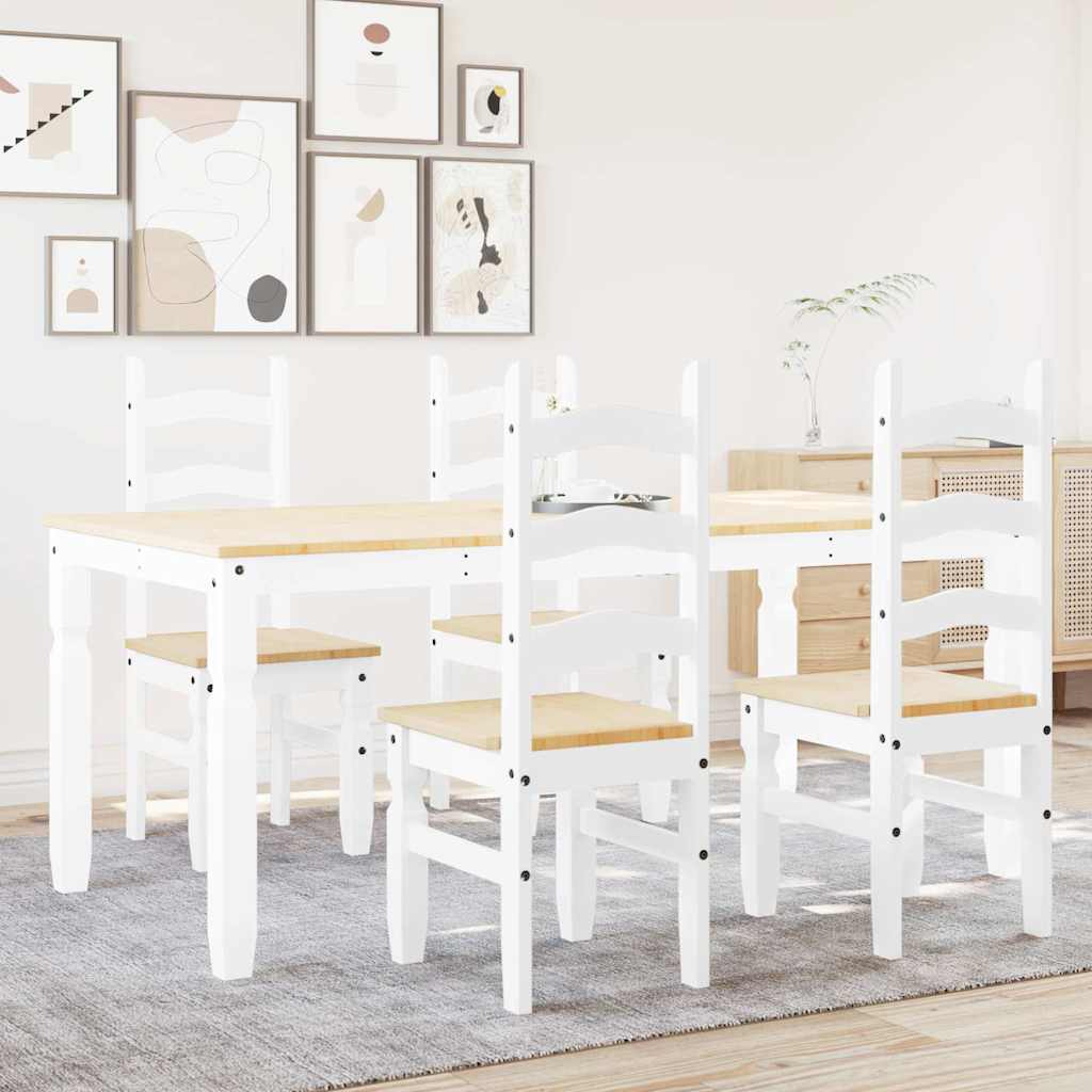 Set de sufragerie din 5 piese Panama din lemn masiv de pin alb GartenMobel Dekor