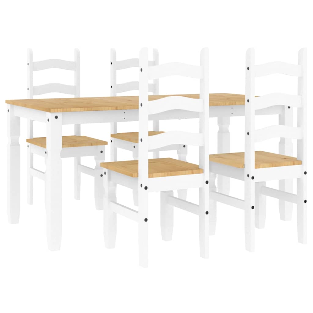 Set de sufragerie din 5 piese Panama din lemn masiv de pin alb GartenMobel Dekor