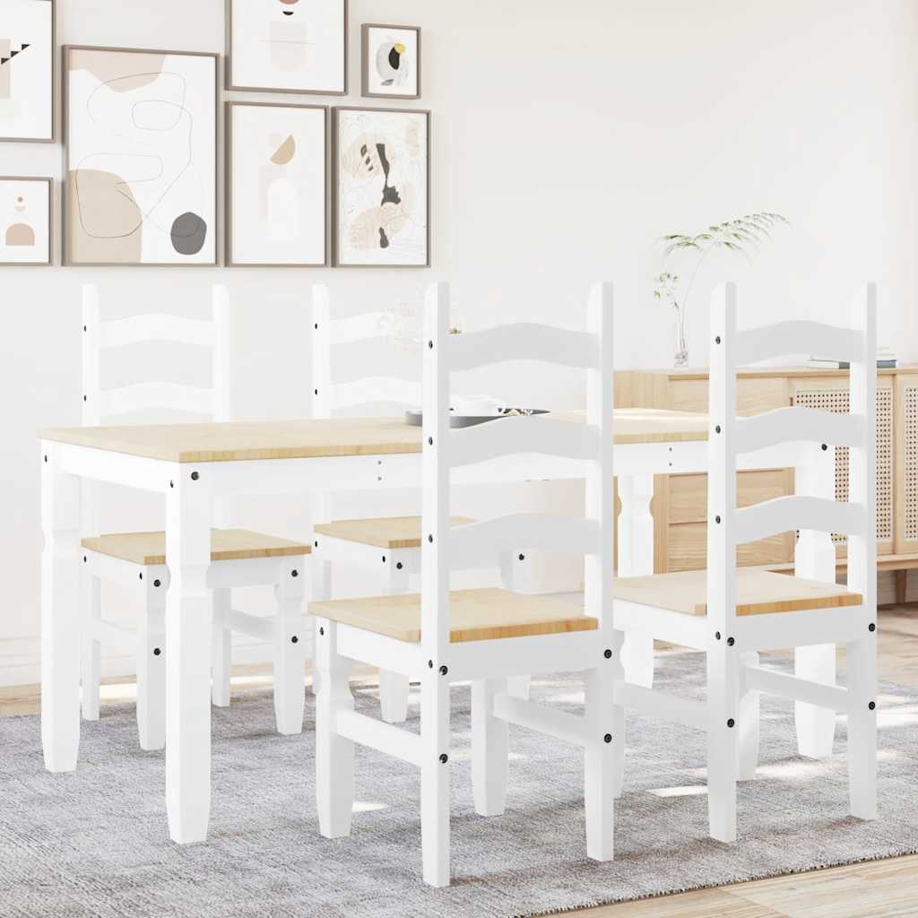Set de sufragerie din 5 piese Panama din lemn masiv de pin alb GartenMobel Dekor