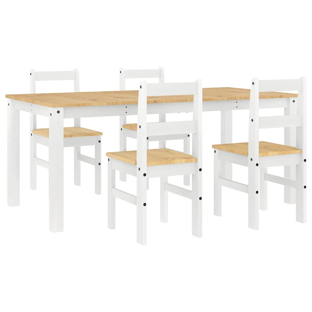 Set de sufragerie din 5 piese Panama din lemn masiv de pin alb GartenMobel Dekor