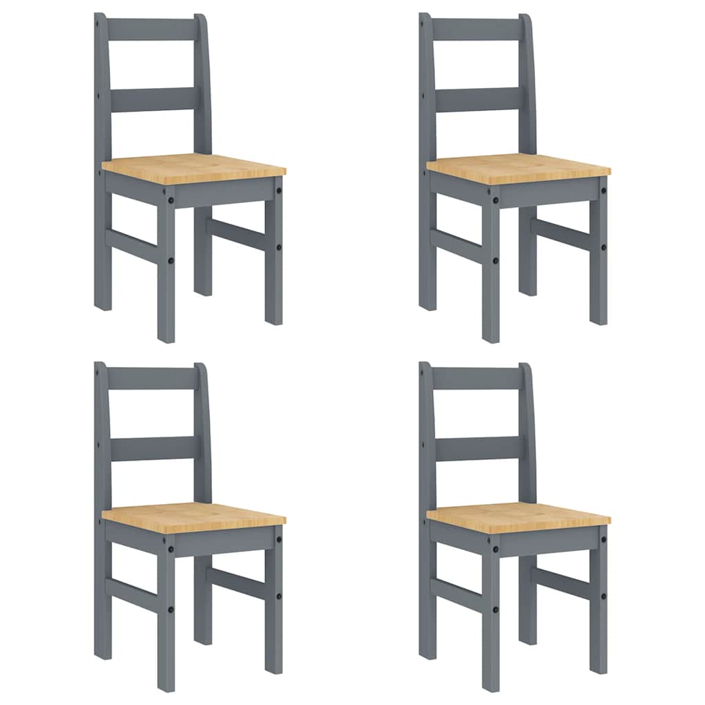 Set de sufragerie din 5 piese Panama din lemn masiv de pin gri GartenMobel Dekor