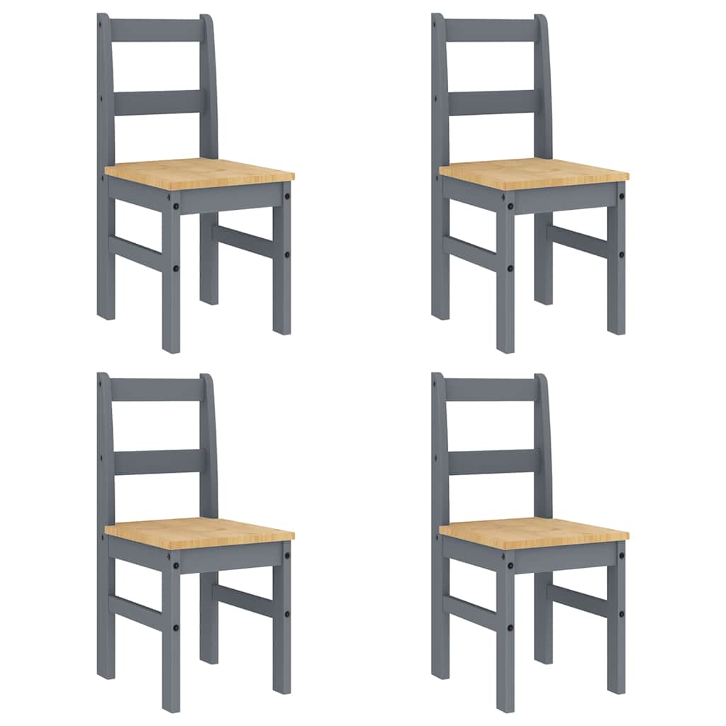 Set de sufragerie din 5 piese Panama din lemn masiv de pin gri GartenMobel Dekor