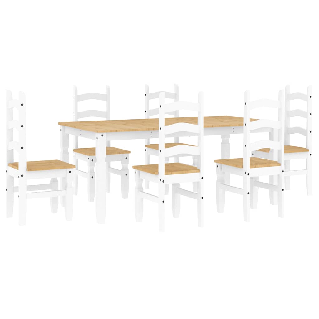 Set de sufragerie din 7 piese Panama din lemn masiv de pin alb GartenMobel Dekor