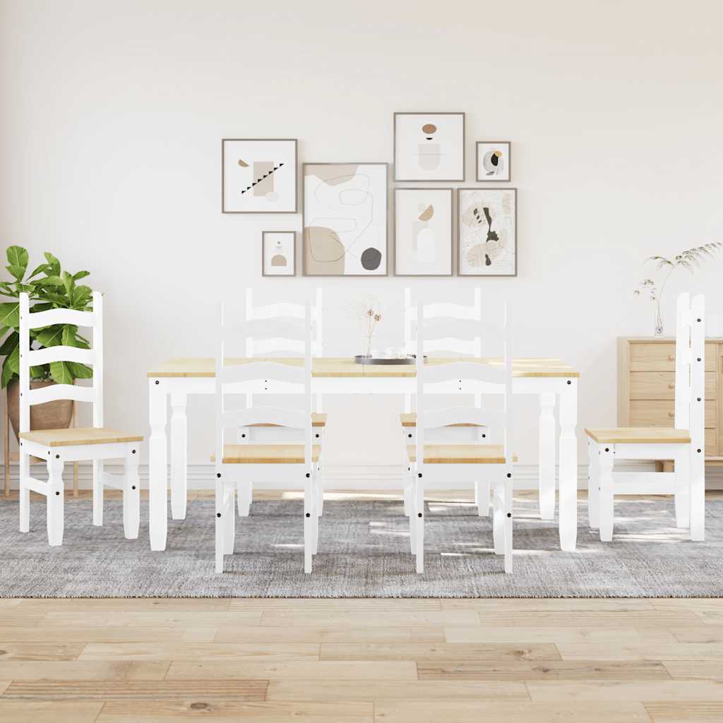 Set de sufragerie din 7 piese Panama din lemn masiv de pin alb GartenMobel Dekor