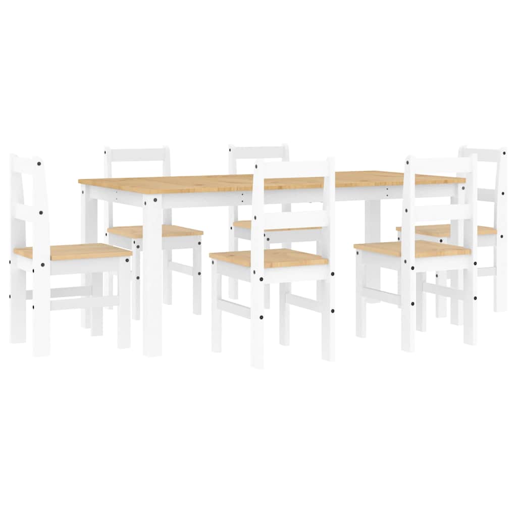 Set de sufragerie din 7 piese Panama din lemn masiv de pin alb GartenMobel Dekor