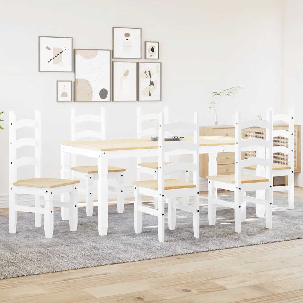 Set de sufragerie din 7 piese Panama din lemn masiv de pin alb GartenMobel Dekor