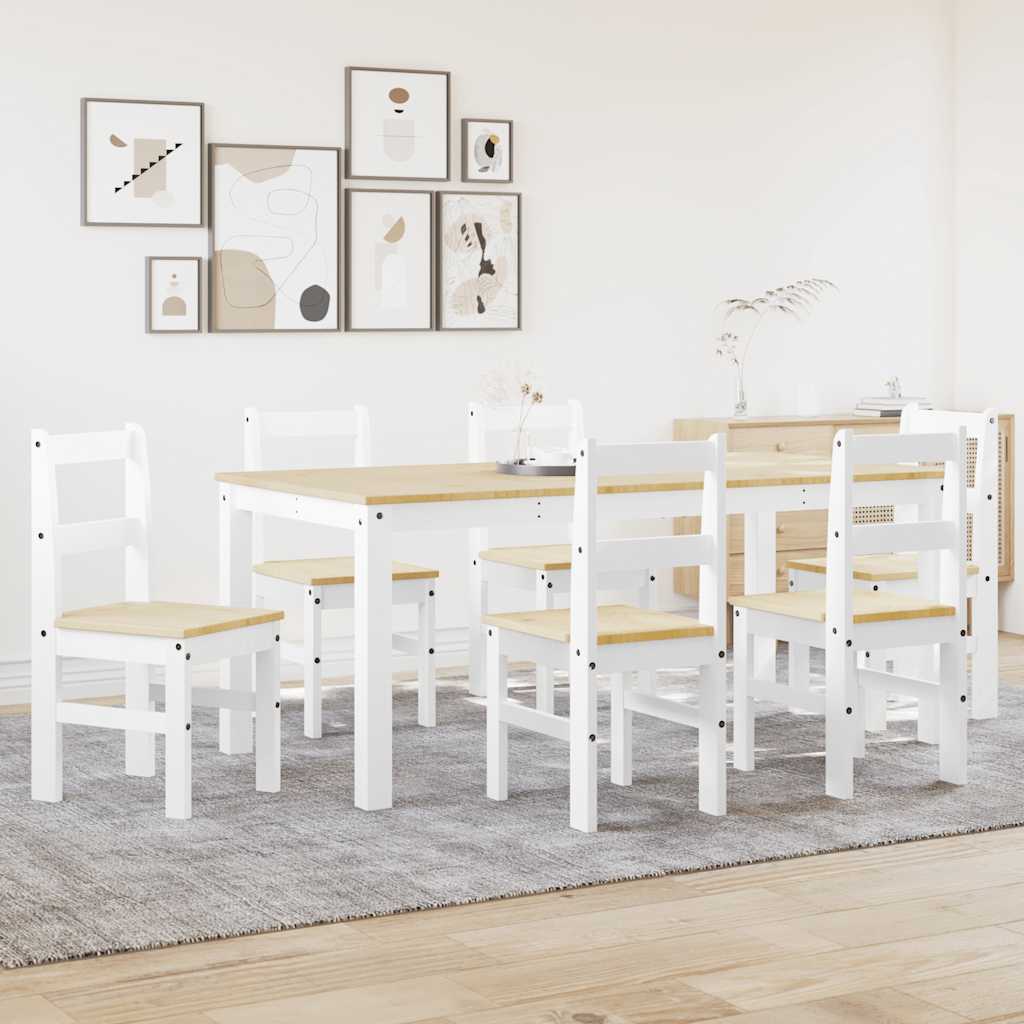Set de sufragerie din 7 piese Panama din lemn masiv de pin alb GartenMobel Dekor