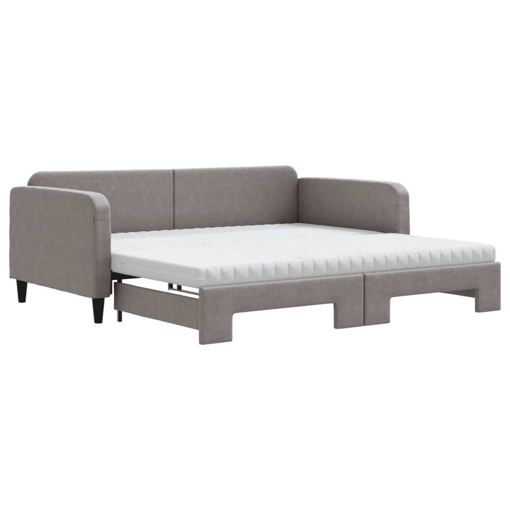 Pat de zi cu extensie și saltele, gri închis, 100x200 cm textil GartenMobel Dekor