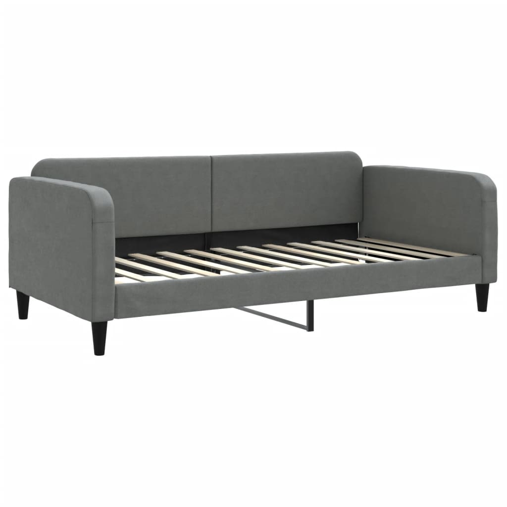 Pat de zi cu extensie și saltele, gri închis, 100x200 cm textil GartenMobel Dekor