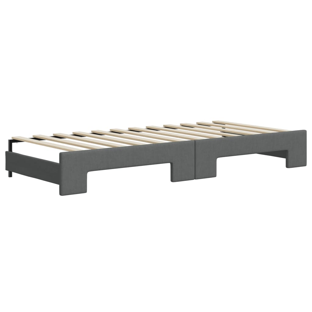 Pat de zi cu extensie și saltele, gri închis, 100x200 cm textil GartenMobel Dekor