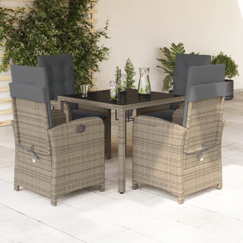 Set mobilier de grădină cu perne, 5 piese, gri, poliratan GartenMobel Dekor