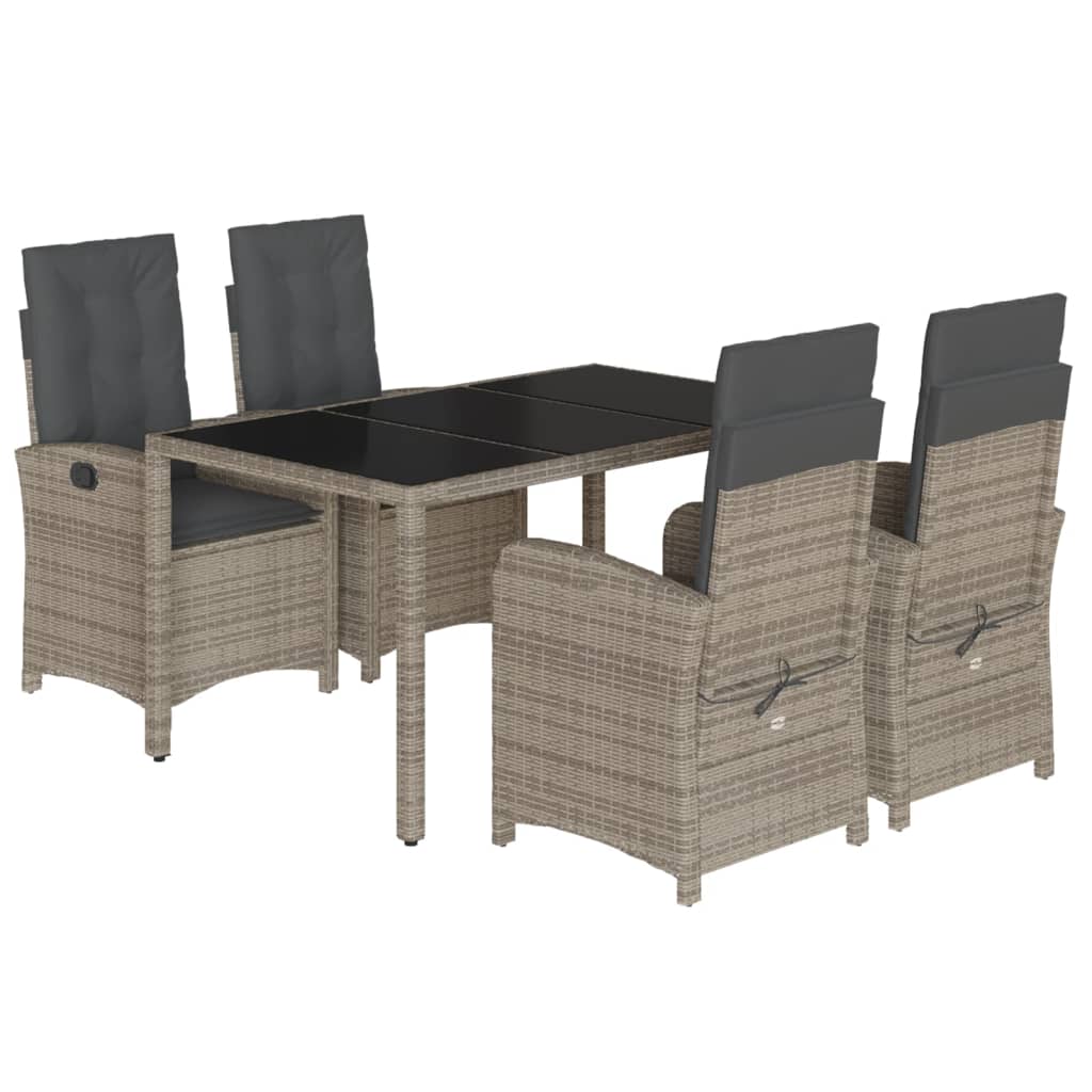 Set mobilier de grădină cu perne, 5 piese, gri, poliratan GartenMobel Dekor