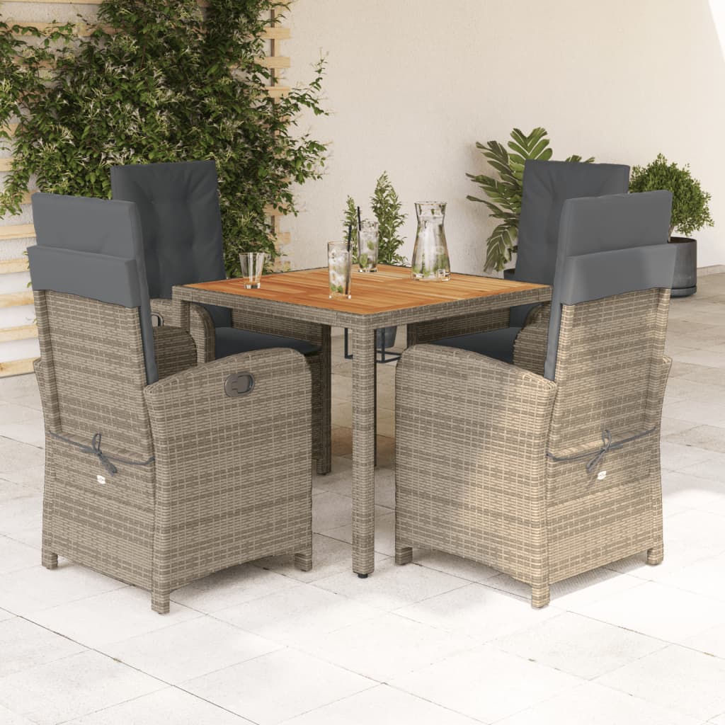 Set mobilier de grădină cu perne, 5 piese, gri, poliratan GartenMobel Dekor