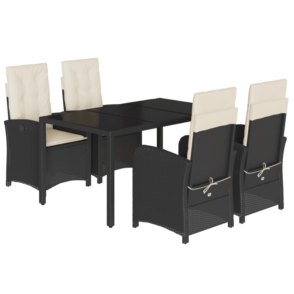 Set mobilier de grădină cu perne, 5 piese, negru, poliratan GartenMobel Dekor