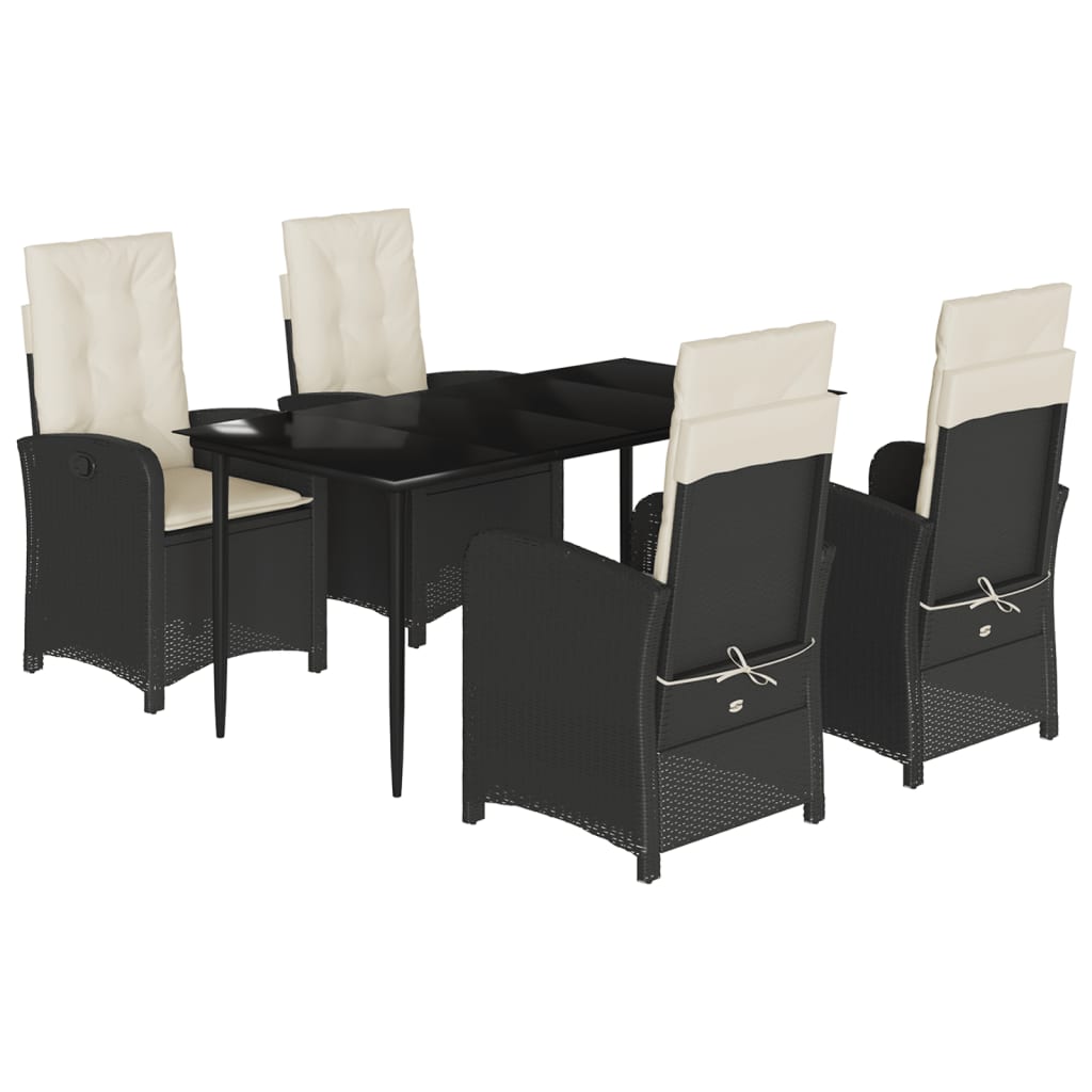 Set mobilier de grădină cu perne, 5 piese, negru, poliratan GartenMobel Dekor
