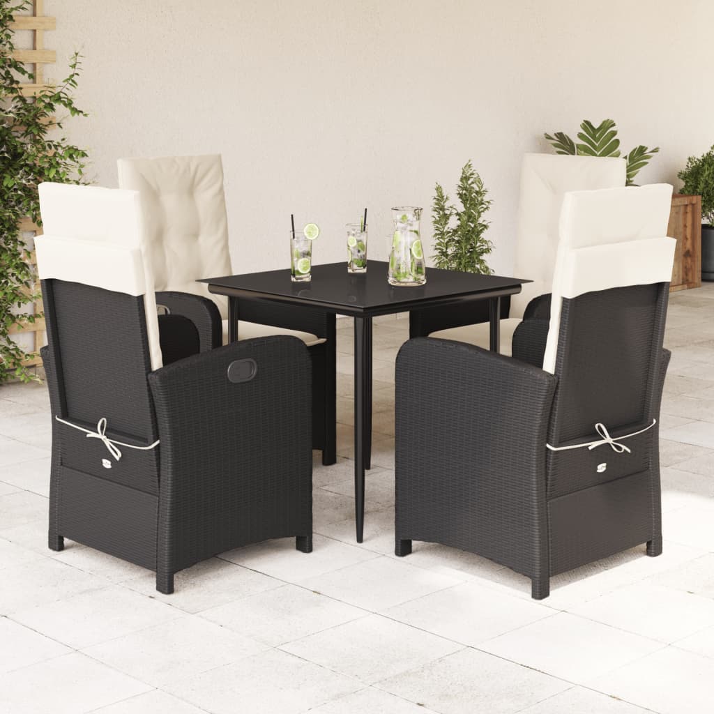 Set mobilier de grădină cu perne, 5 piese, negru, poliratan GartenMobel Dekor