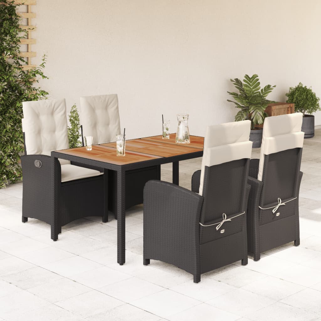 Set mobilier de grădină cu perne, 5 piese, negru, poliratan GartenMobel Dekor