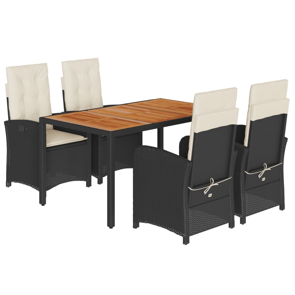 Set mobilier de grădină cu perne, 5 piese, negru, poliratan GartenMobel Dekor