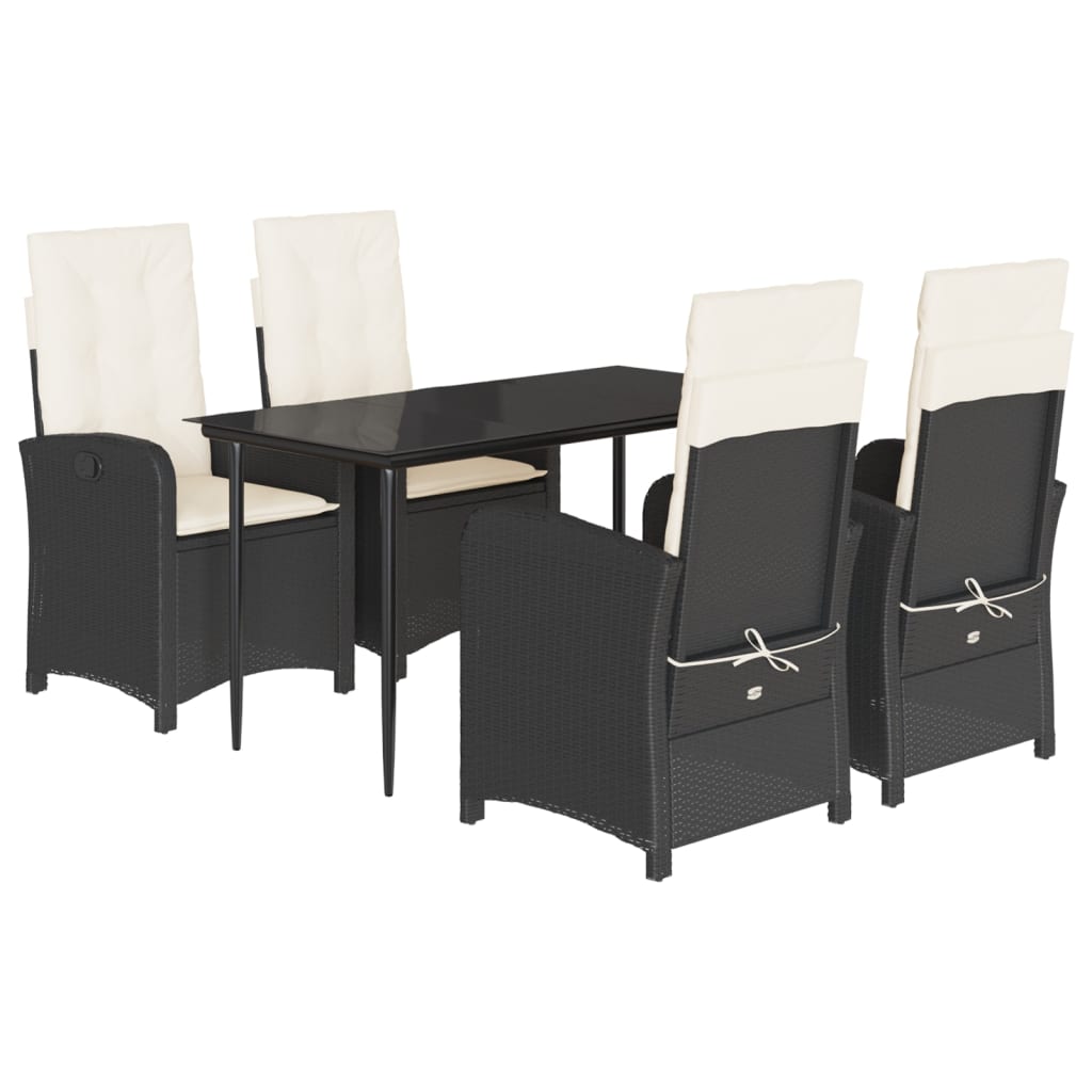 Set mobilier de grădină cu perne, 5 piese, negru, poliratan GartenMobel Dekor