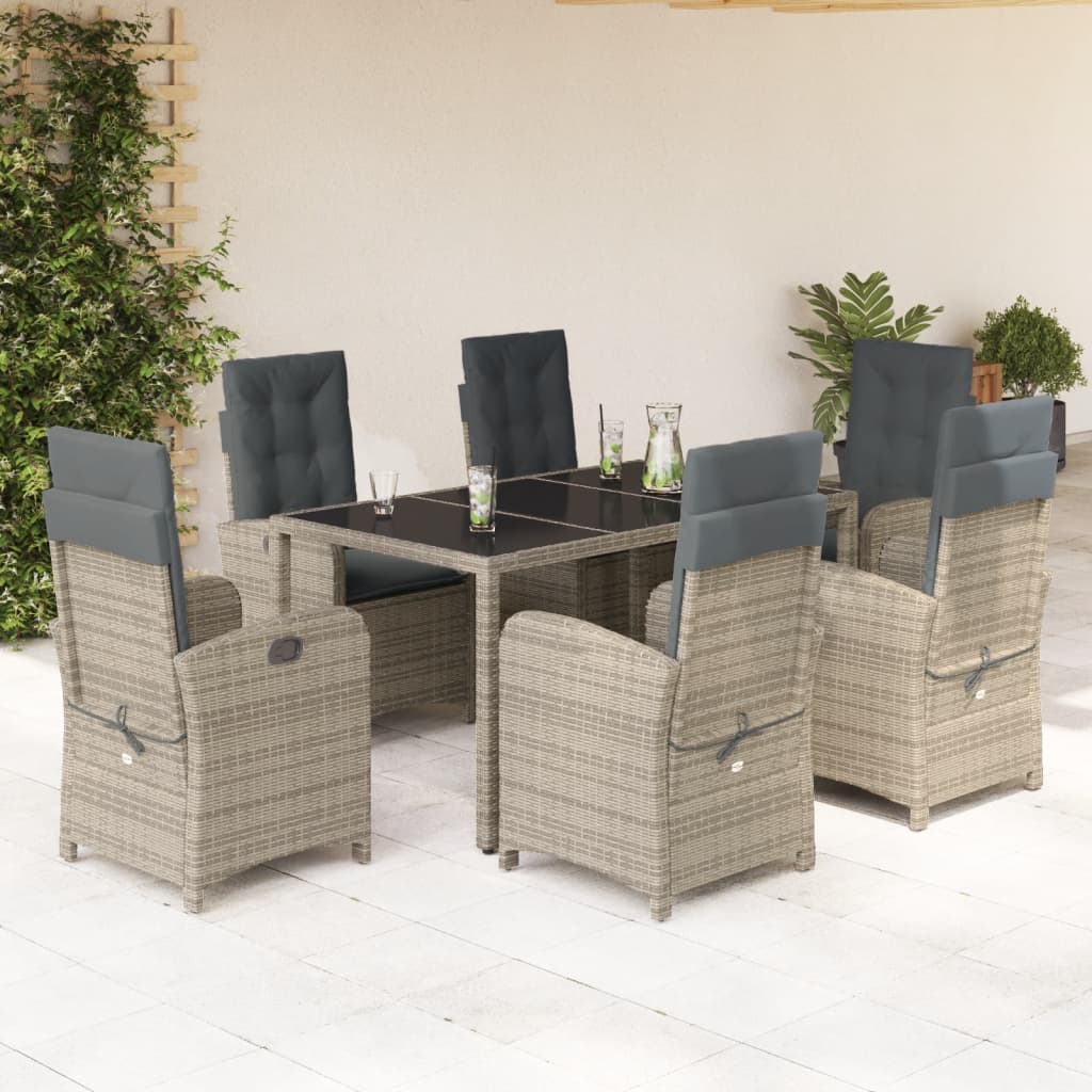 Set mobilier de grădină cu perne, 7 piese, gri, poliratan GartenMobel Dekor