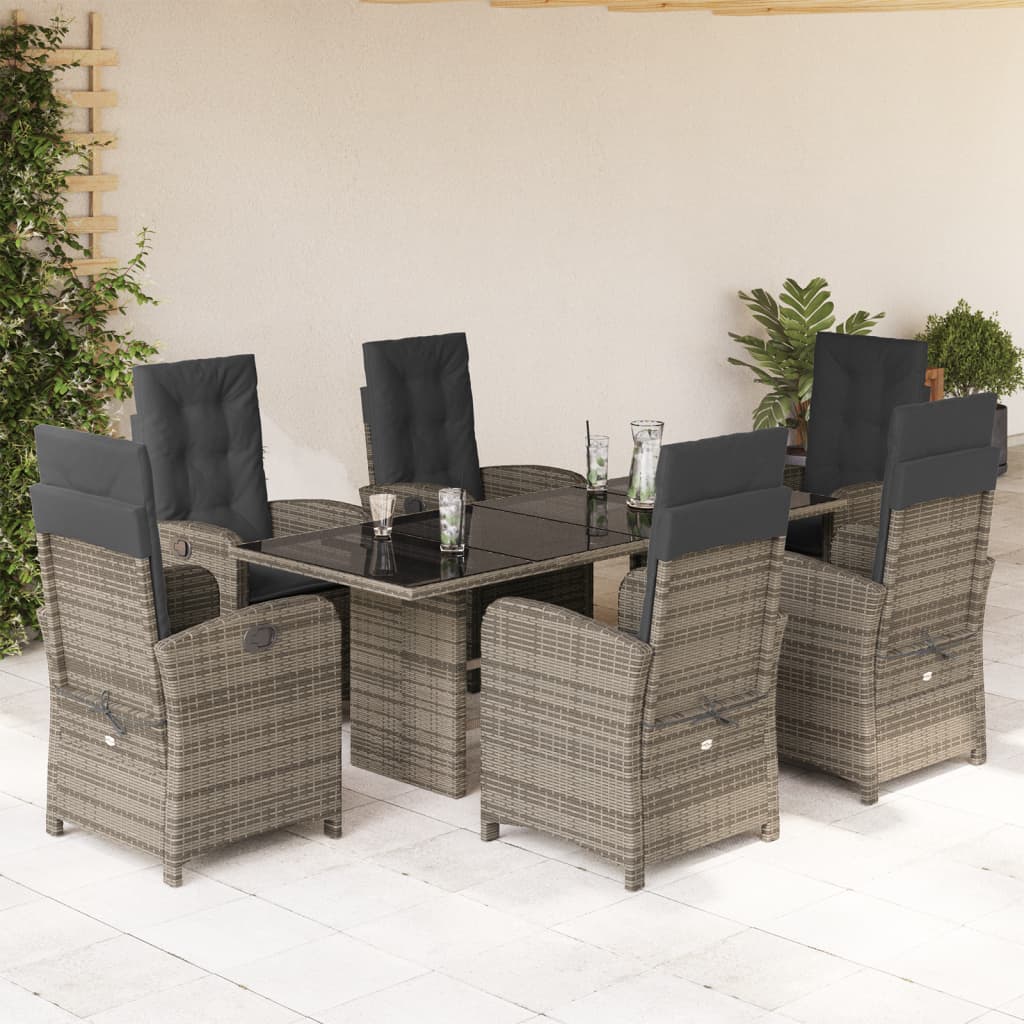 Set mobilier de grădină cu perne, 7 piese, gri, poliratan GartenMobel Dekor